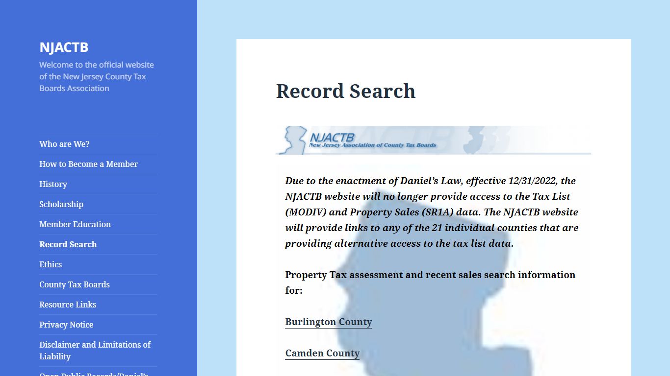 Record Search – NJACTB